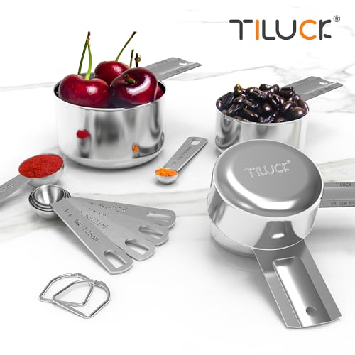 Smart Home TILUCK Stainless Steel Measuring Cups & Spoons Set, Cups Set