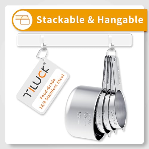 Smart Home TILUCK Stainless Steel Measuring Cups & Spoons Set, Cups Set