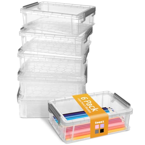 Minimalist Sooez 6 Pack Extra Large Pencil Box, Plastic Pencil Case Kit